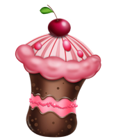 a small cake with a cherry on top